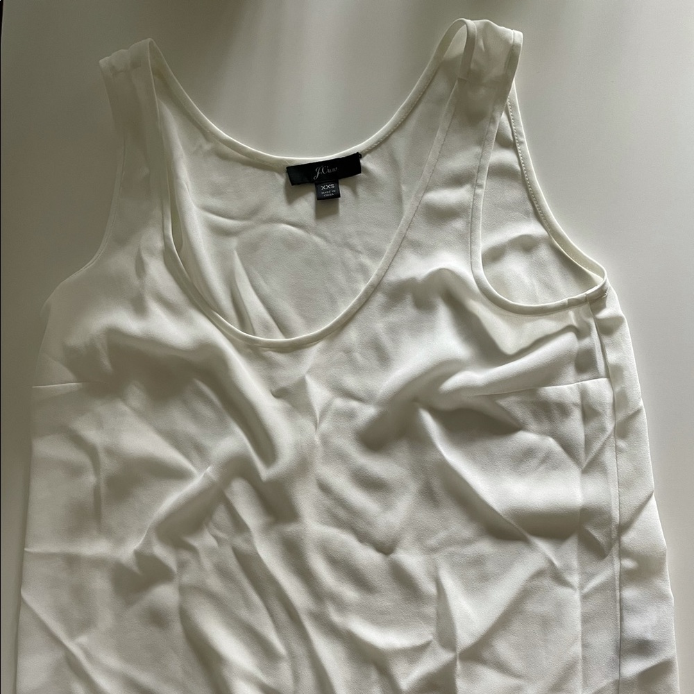 J. Crew White Chiffon Tank